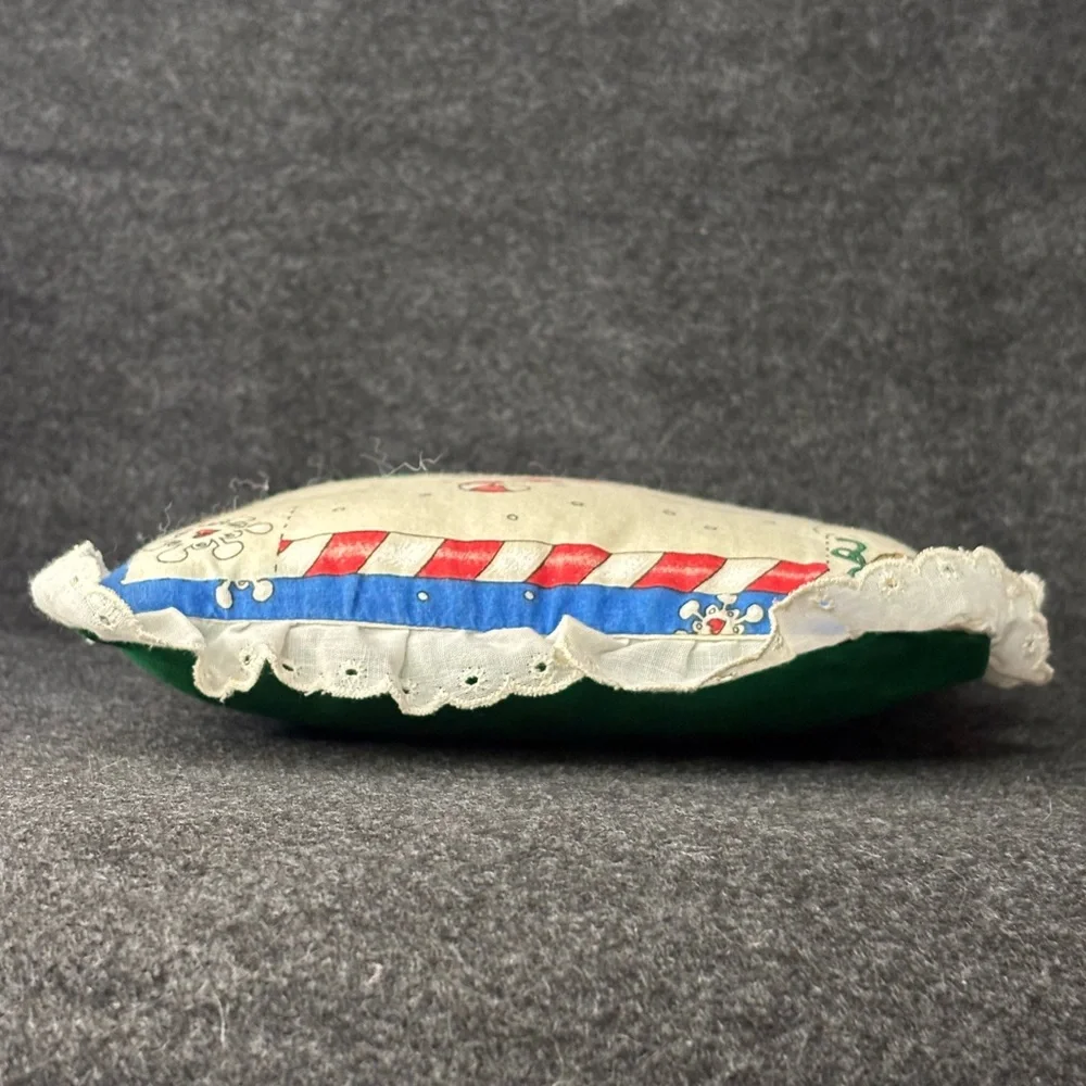 Small Holiday Snowman Pillow with Red, Blue and Green Accents